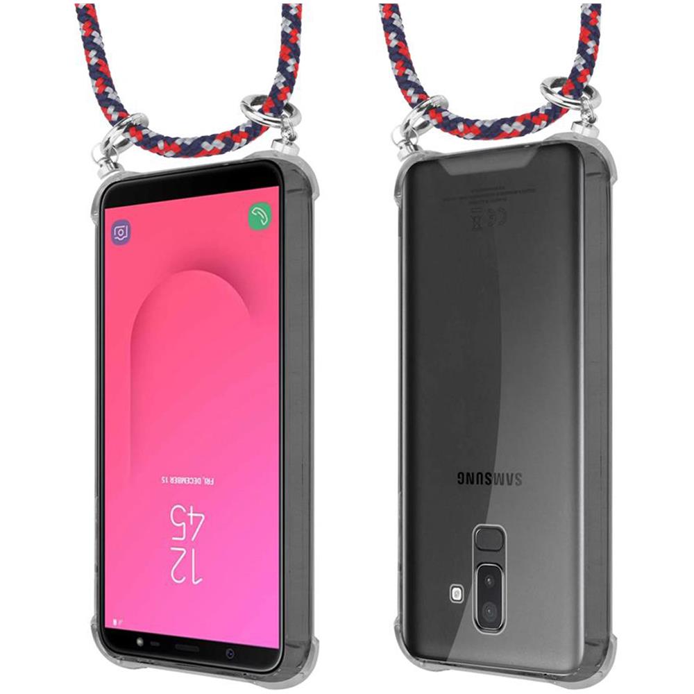 Catena Di Telefoni Cellulari Compatibile Con Samsung Galaxy A6 Plus 2018 In Rosso Blu Bianco - Coperchio Protettivo In Silicone Con Anelli D'argento, Cinturino In Corda E Custodia Staccabile - Foto 8