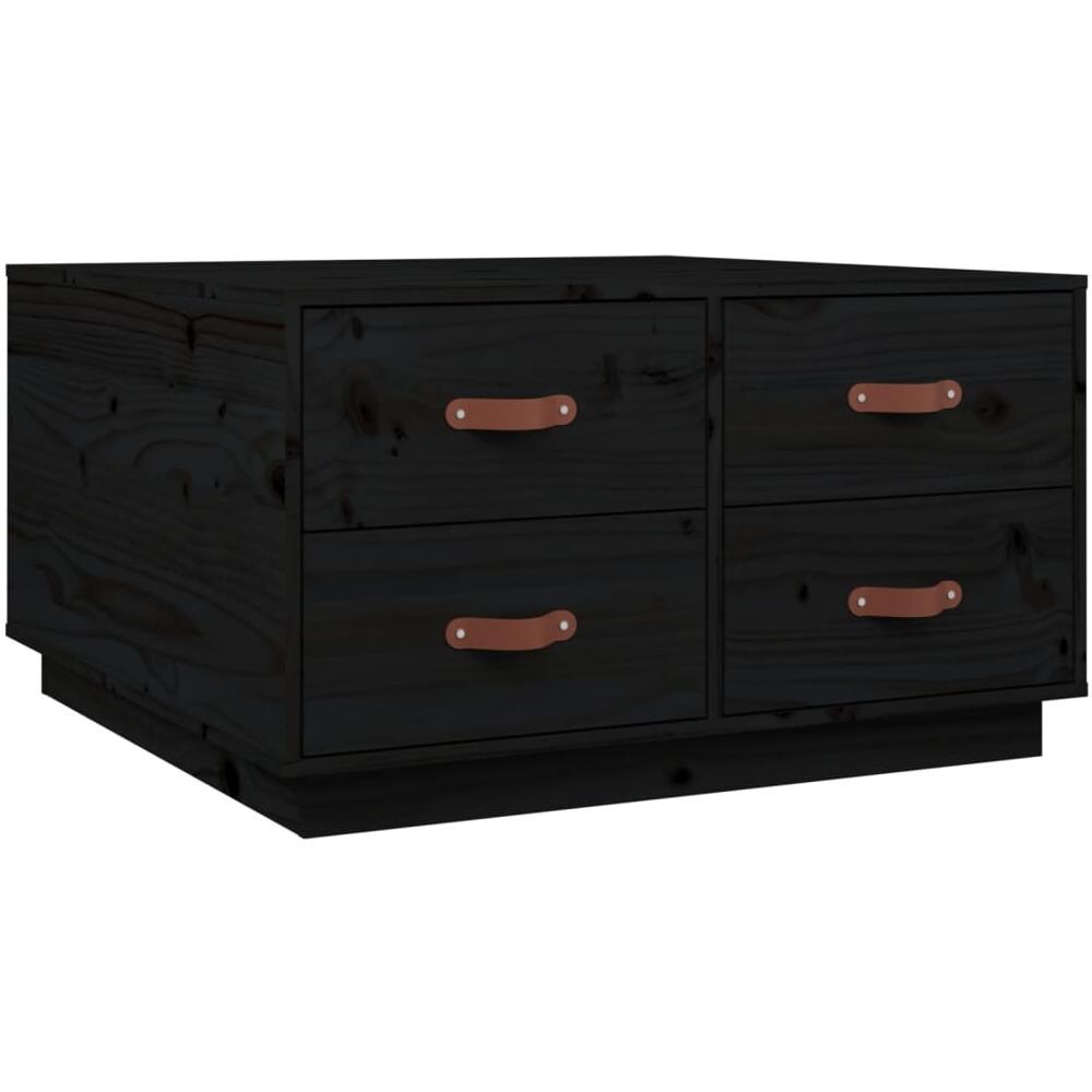 Tavolino Da Salotto Nero 80x80x45 Cm Legno Massello Di Pino - Foto 2