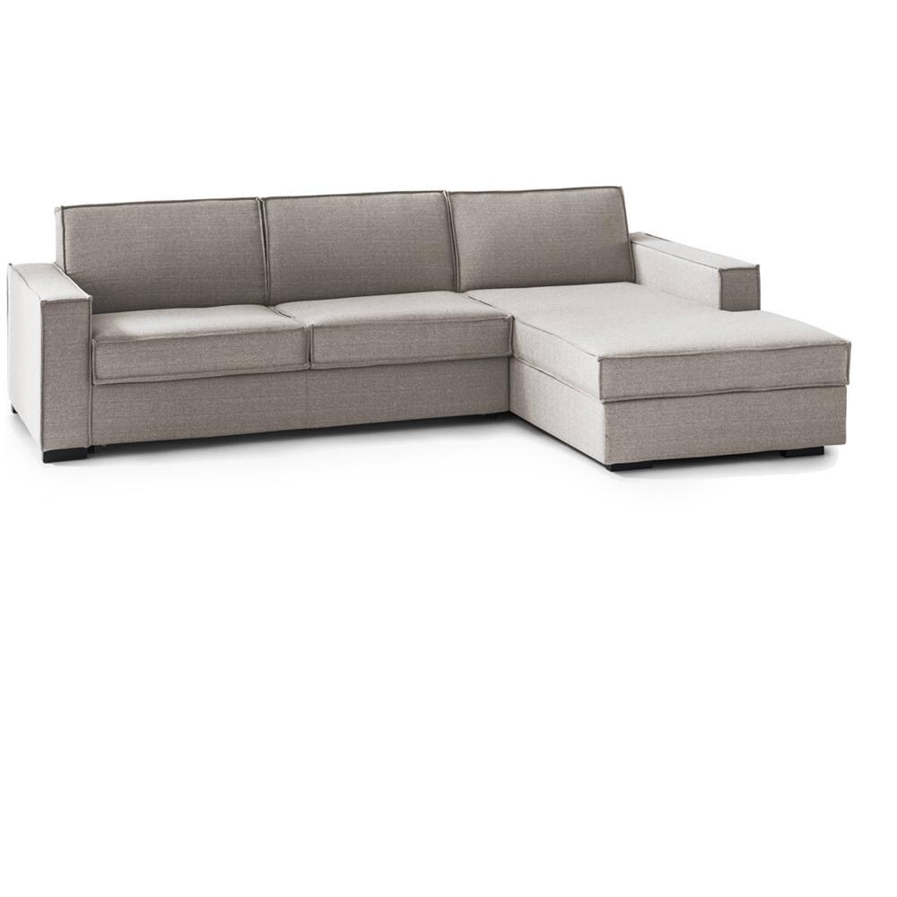 Divano Letto Adela, Divano Ad Angolo, 100% Made In Italy, Sofà Con Apertura Girevole, Penisola Contenitore Destra, Con Braccioli Standard, Cm 280x95h90, Tortora - Foto 2