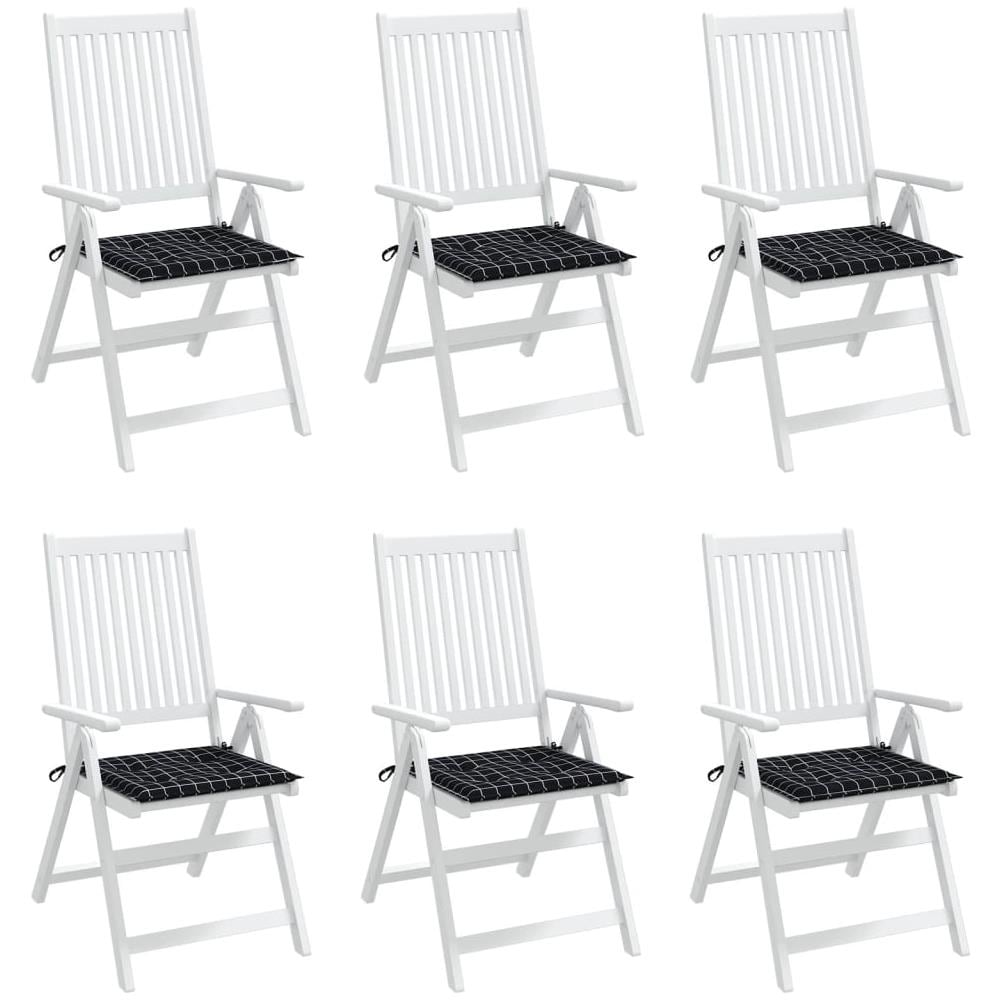 Cuscini Sedia Giardino 6pz Motivo Quadri Nero 40x40x3cm Tessuto - Foto 3