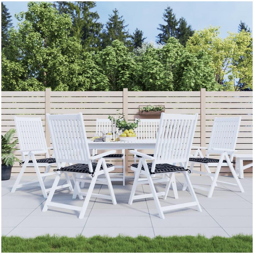 Cuscini Sedia Giardino 6pz Motivo Quadri Nero 40x40x3cm Tessuto - Foto 1