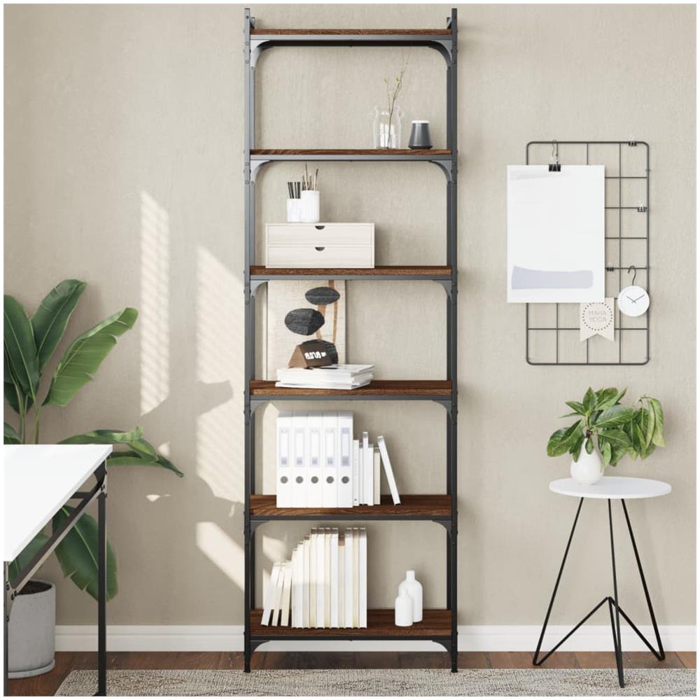 Libreria 6 Ripiani Rovere Marrone 60x30x188cm Legno Multistrato - Foto 1