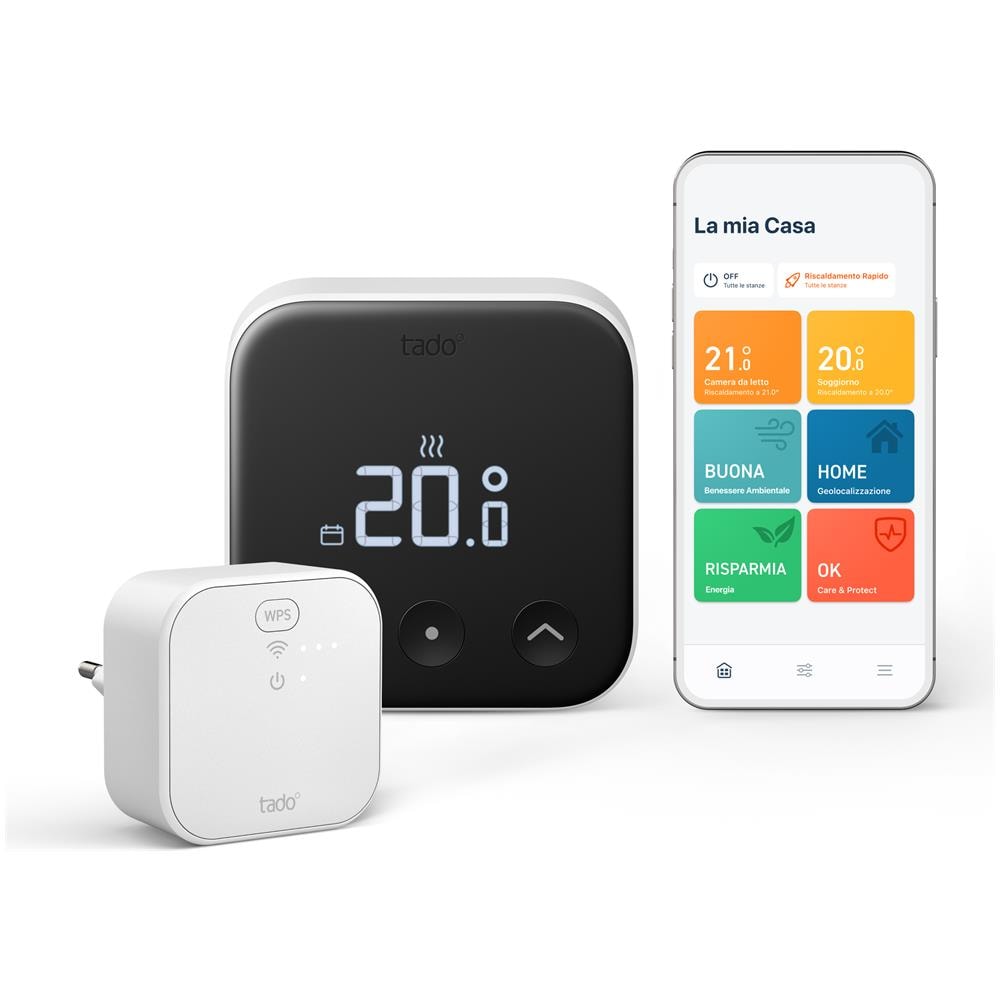 tado° Termostato Intelligente X - Kit di Base, Termostato digitale, Nero, Bianco, Digitale, Batteria, Mini Stilo AAA - Foto 1