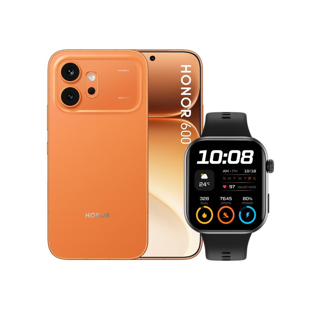 600 5G 256GB 8GB Ram Display 6.57" AMOLED Main Camera 200+12MP Selfie 50MP Dual nanoSim (+eSim) MagicOS 10 Snapdragon 7 Gen4 6400mAh Orange + Choice Watch 2i Black (Kit) - Foto 1