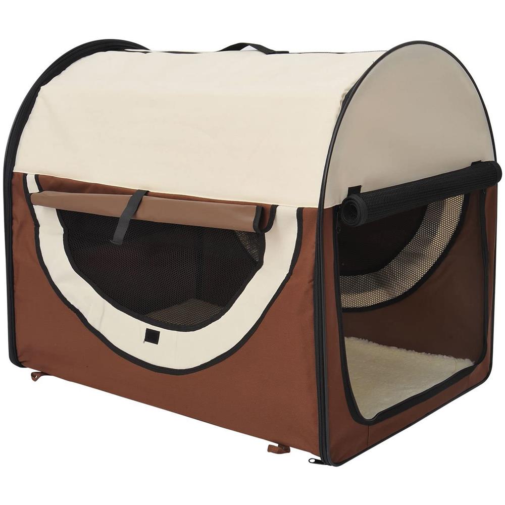 Trasportino per animali domestici pieghevole caffè e crema 70x51x59 cm - Foto 1