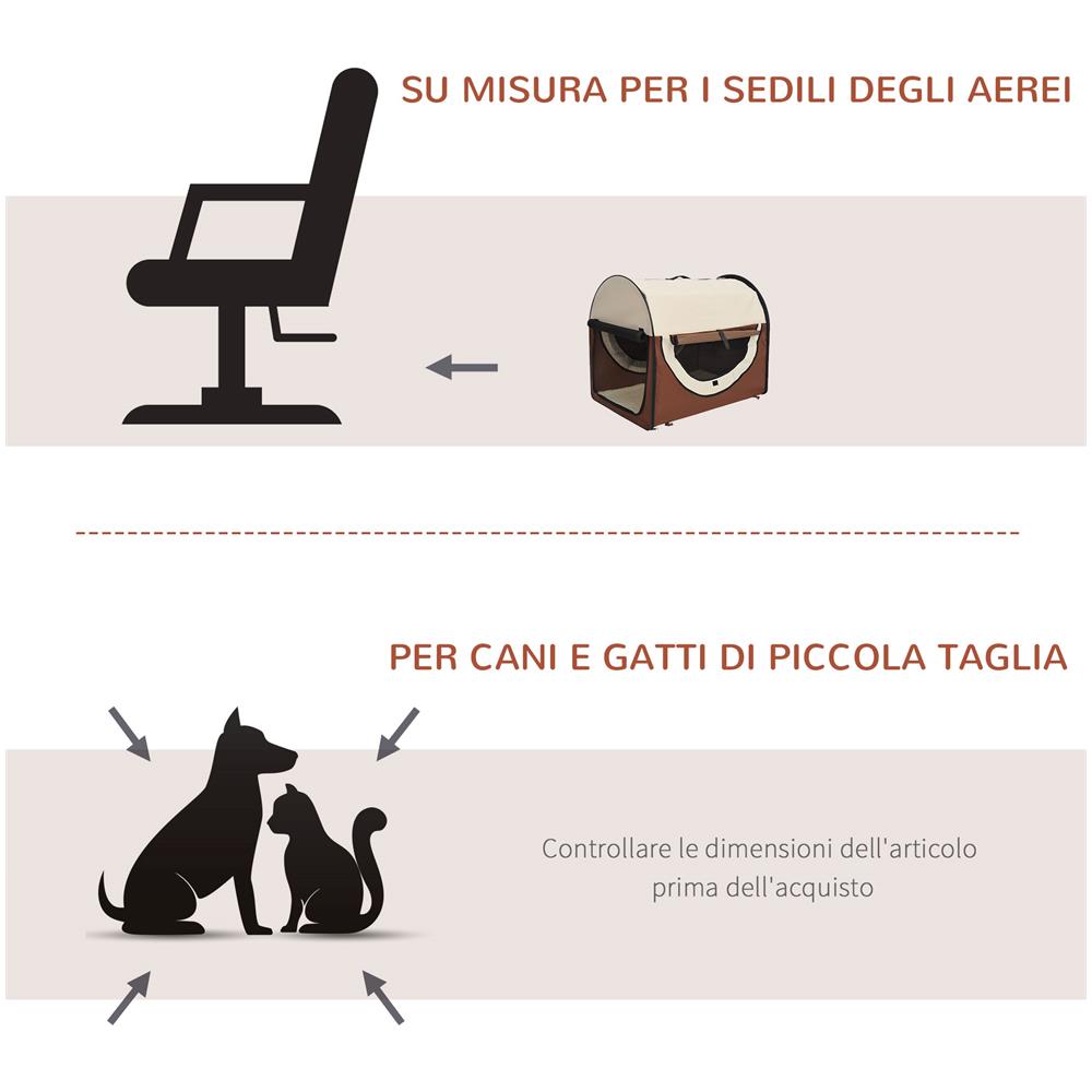 Trasportino per animali domestici pieghevole caffè e crema 70x51x59 cm - Foto 2
