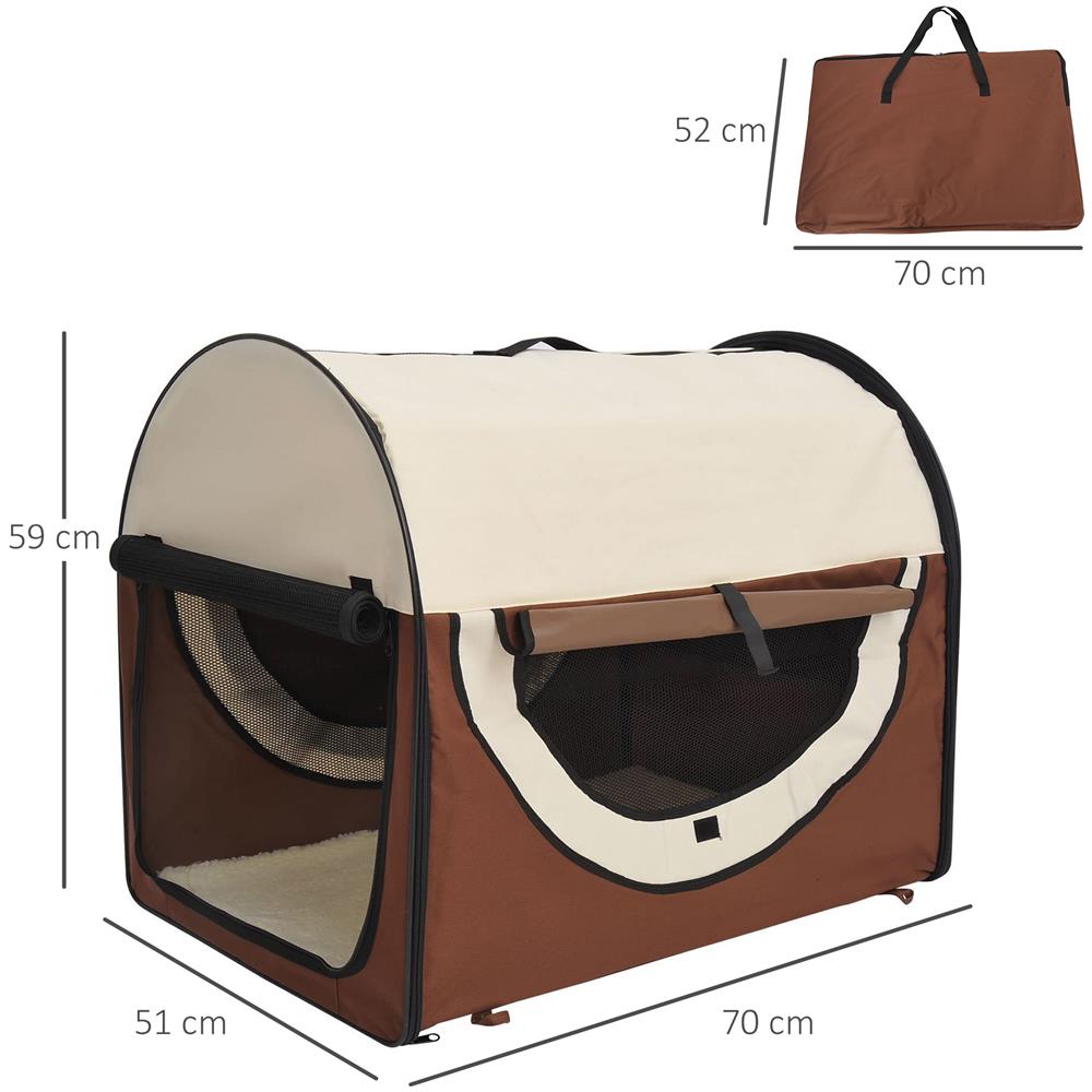 Trasportino per animali domestici pieghevole caffè e crema 70x51x59 cm - Foto 8