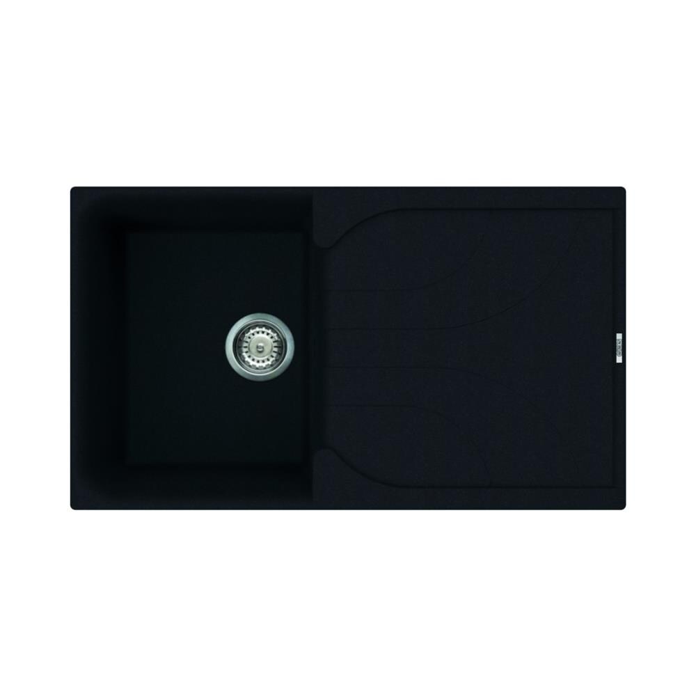 Lavello Ego 400 Keratek Plus 86x50 cm 1 vasca con gocciolatoio Colore Nero Assoluto 86 - Foto 1