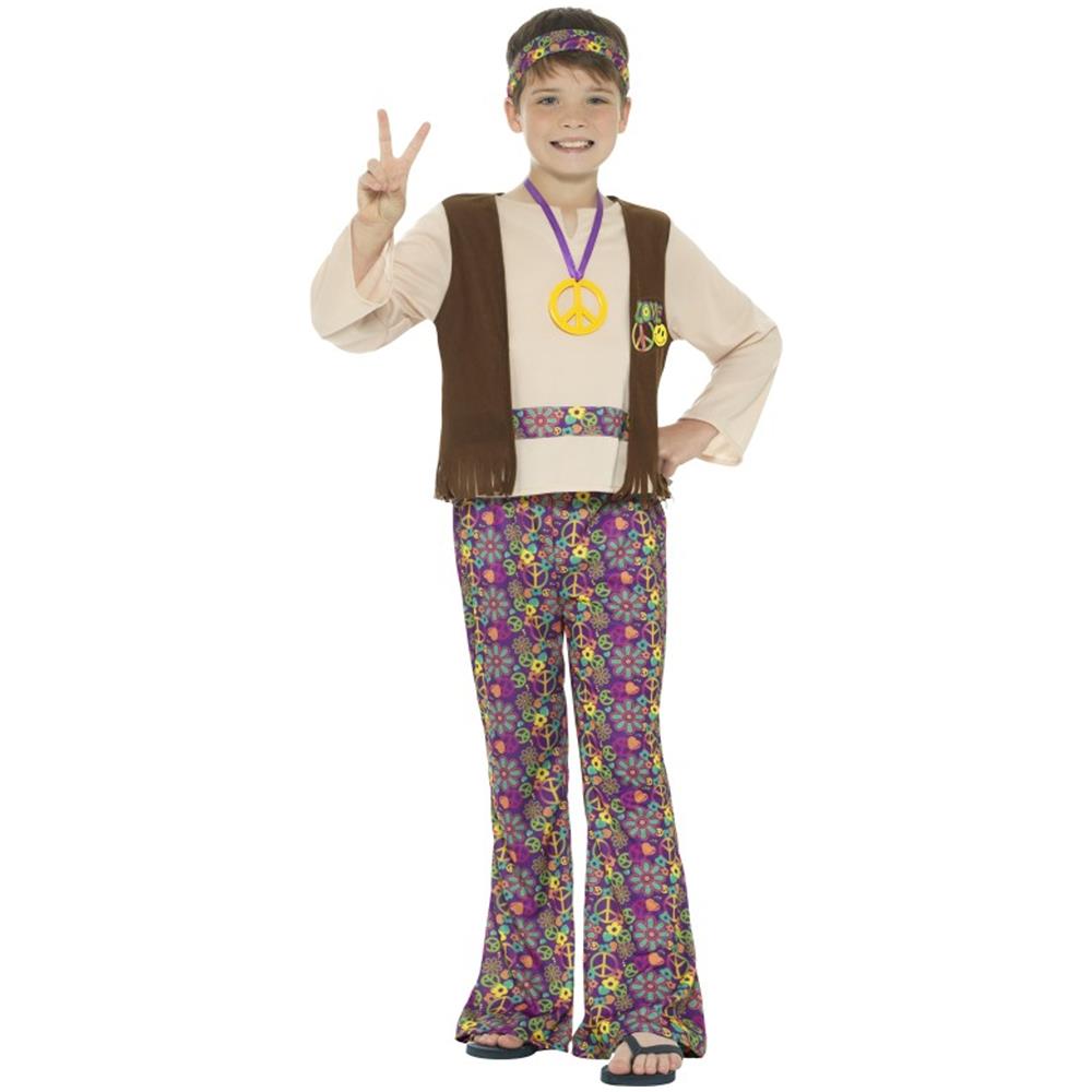 Travestimento Da Hippy Della Pace Per Bambino - Taglia: 10 - 12 Anni (145/158 Cm)  - Foto 1