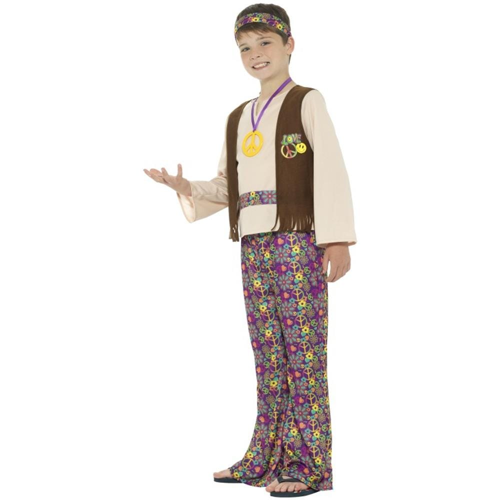 Travestimento Da Hippy Della Pace Per Bambino - Taglia: 10 - 12 Anni (145/158 Cm)  - Foto 3