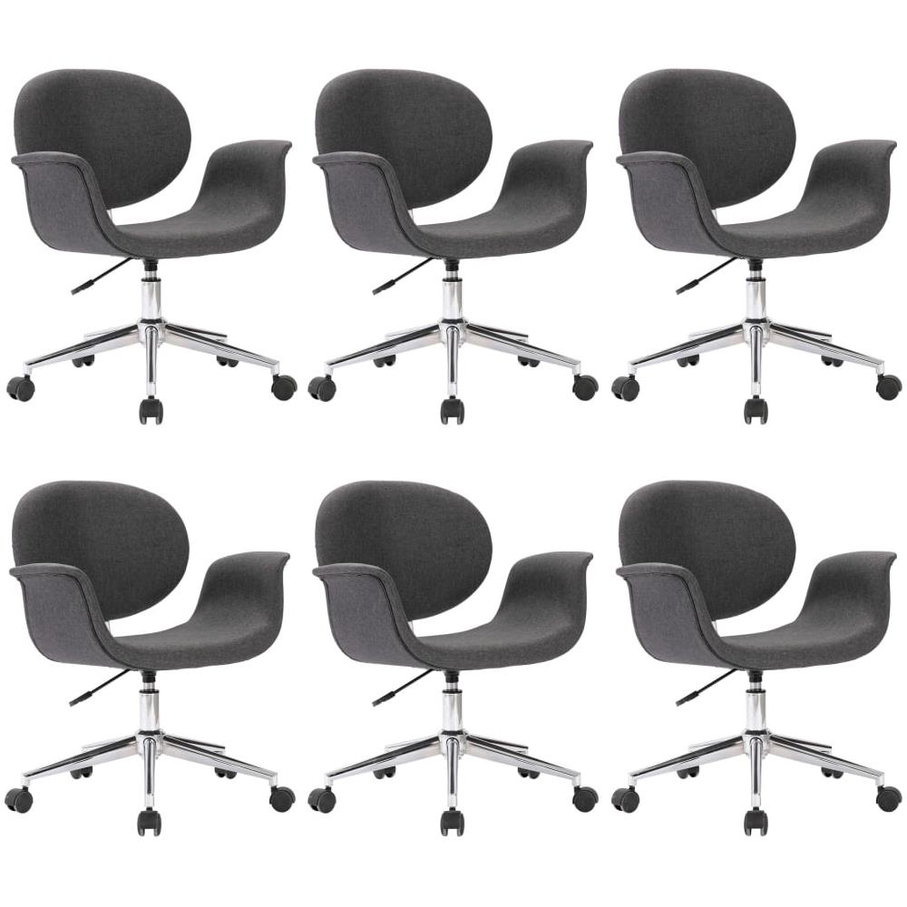 Sedie Da Pranzo Girevoli 6 Pz Grigie In Tessuto - Foto 2