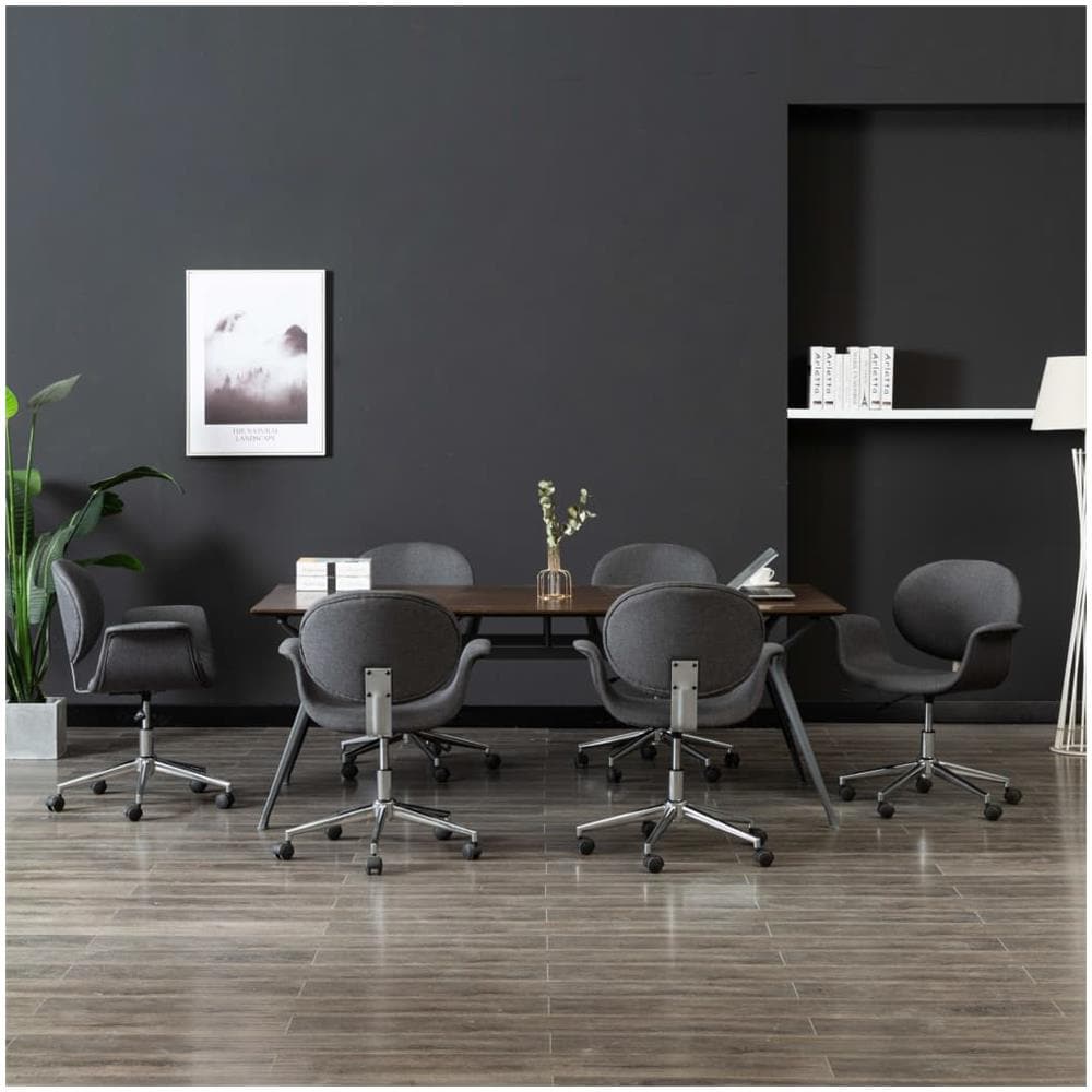 Sedie Da Pranzo Girevoli 6 Pz Grigie In Tessuto - Foto 1