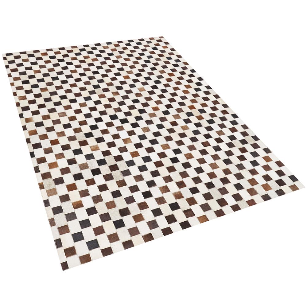 Tappeto In Pelle Beige E Marrone 160 X 230 Cm Kayabey - Foto 1