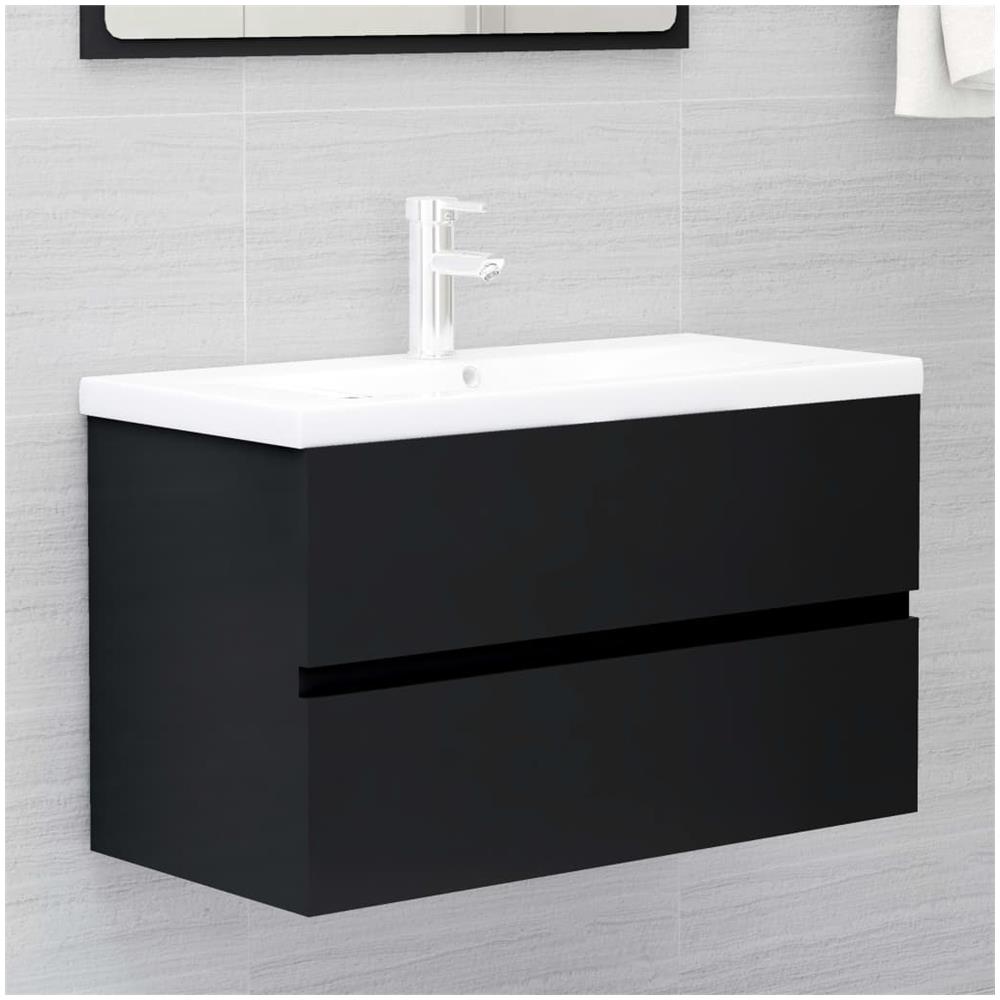 Mobile Lavabo Nero 80x38,5x45 cm in Legno Multistrato - Foto 1