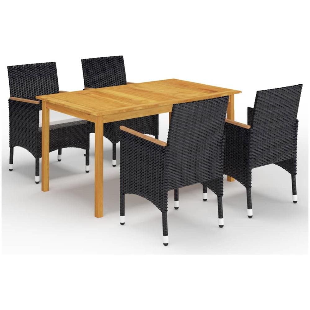 Set Mobili da Pranzo per Giardino 5 pz Nero - Foto 1