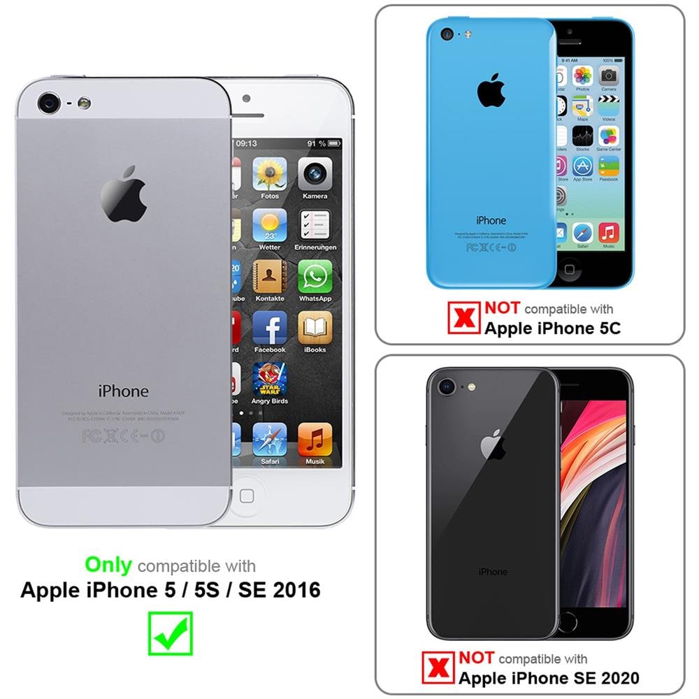 Cadorabo Custodia Compatibile Con Apple Iphone 5 / Iphone 5s / Iphone Se In Rosso Zafferano - Coperchio Protettivo Con Chiusura Magnetica, Funzione Stand E 2 Finestre Di Visualizzazione - Foto 2