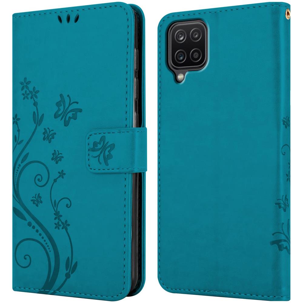Cadorabo Custodia Compatibile Con Samsung Galaxy A12 / M12 In Blu Fiore - Coperchio Protettivo In Design Floreale Con Chiusura Magnetica, Funzione Stand E Slot Per Carte - Foto 8