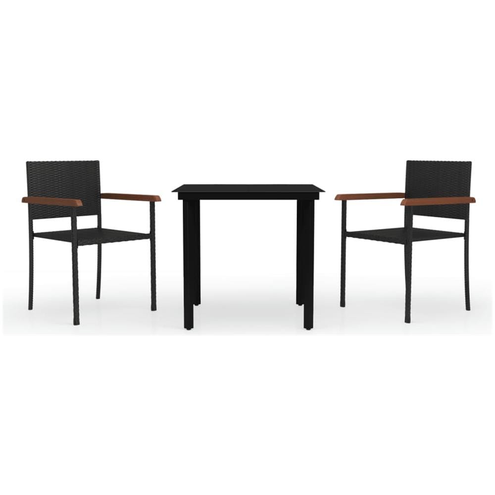Set Mobili Da Pranzo Per Giardino 3 Pz Nero - Foto 2
