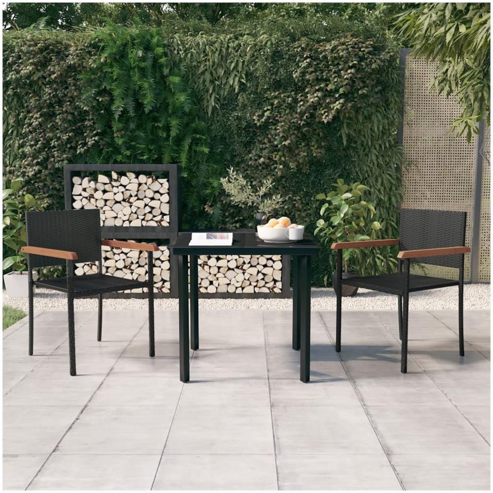 Set Mobili Da Pranzo Per Giardino 3 Pz Nero - Foto 1