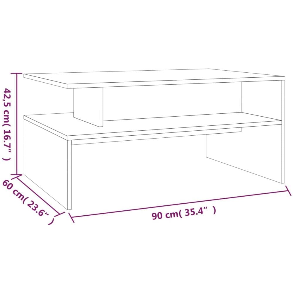 Tavolino Da Salotto Rovere Fumo 90x60x42,5 Cm Legno Multistrato - Foto 5