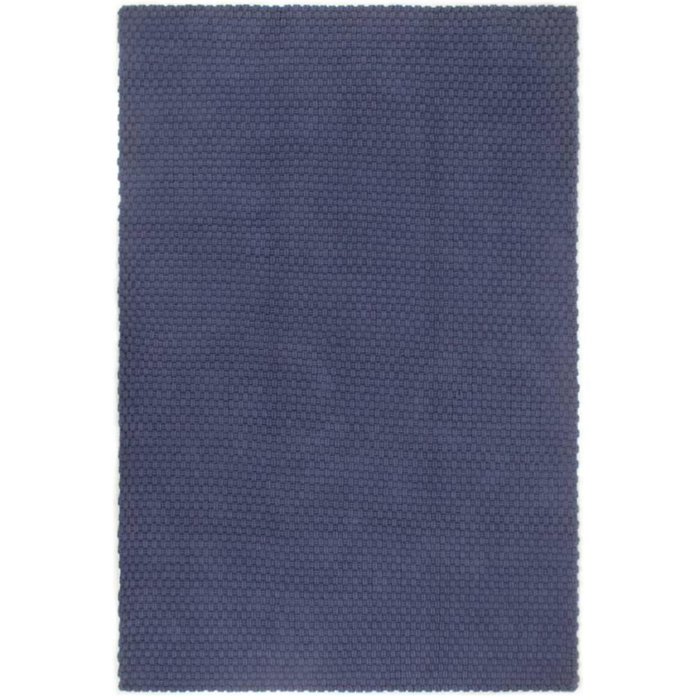 Tappeto Rettangolare Blu Marino 180x250 Cm In Cotone - Foto 1