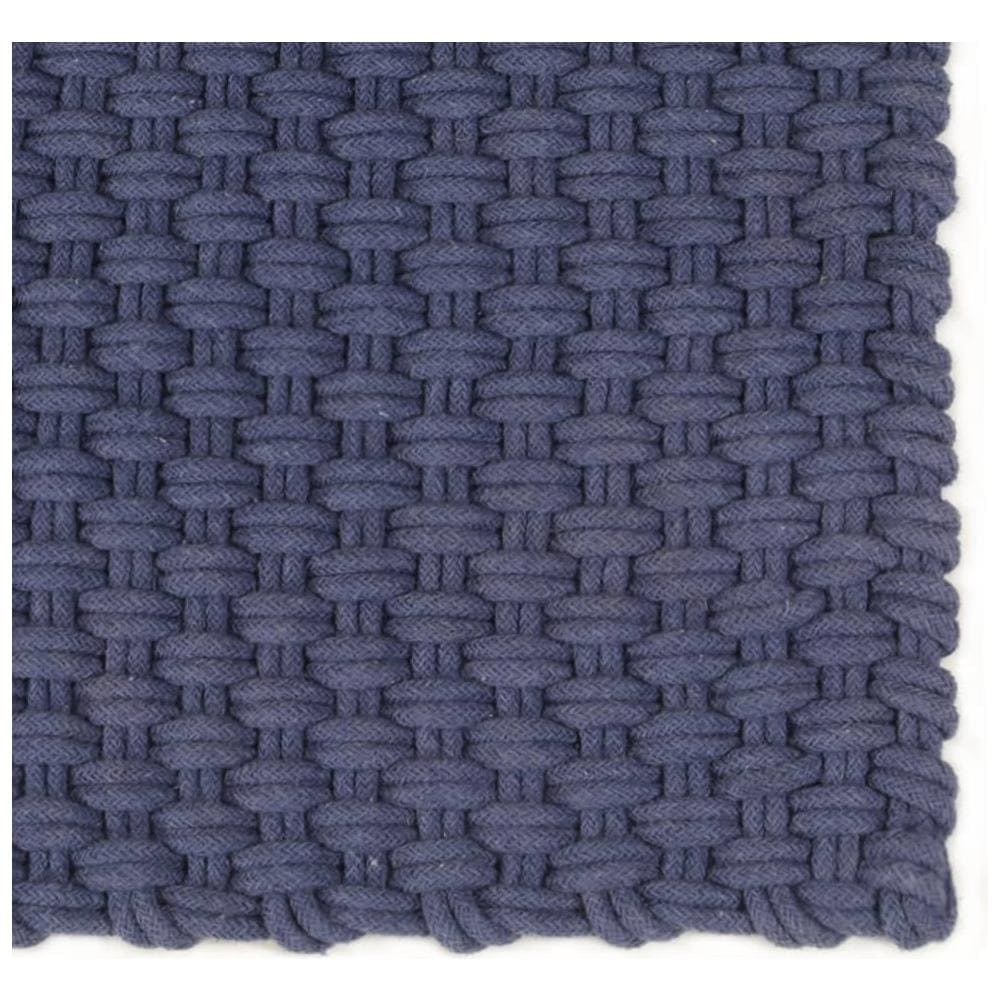 Tappeto Rettangolare Blu Marino 180x250 Cm In Cotone - Foto 2