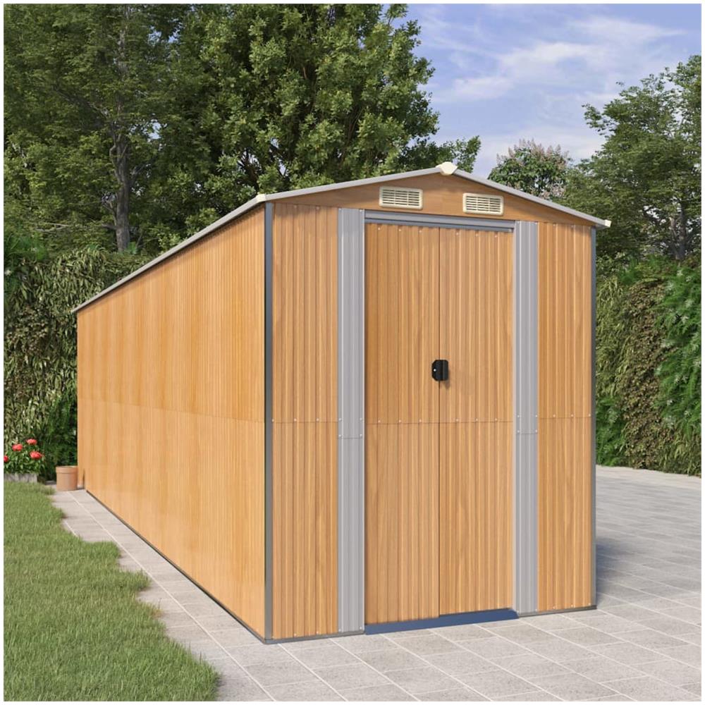 Capanno Giardino Marrone Chiaro 192x689x223 Cm Acciaio Zincato - Foto 1