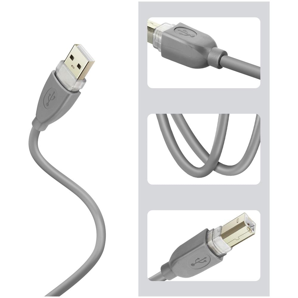 Cavo Da Usb-a 2.0 A Usb-b 2.0 Trasferimento Veloce Stabile 1,8m, Grigio - Foto 2