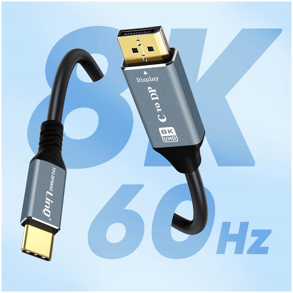 Cavo Video 8k Da Usb-c A Displayport Maschio Alta Risoluzione 1 Metro E 80 - Foto 5