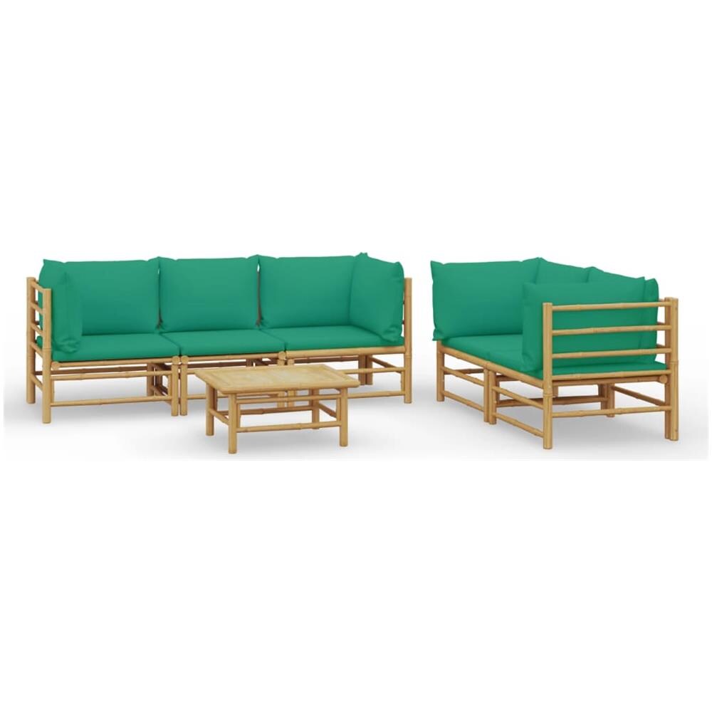 Set Salotto Da Giardino 6pz Con Cuscini Verdi Bambù - Foto 2