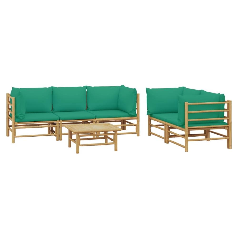 Set Salotto Da Giardino 6pz Con Cuscini Verdi Bambù - Foto 3