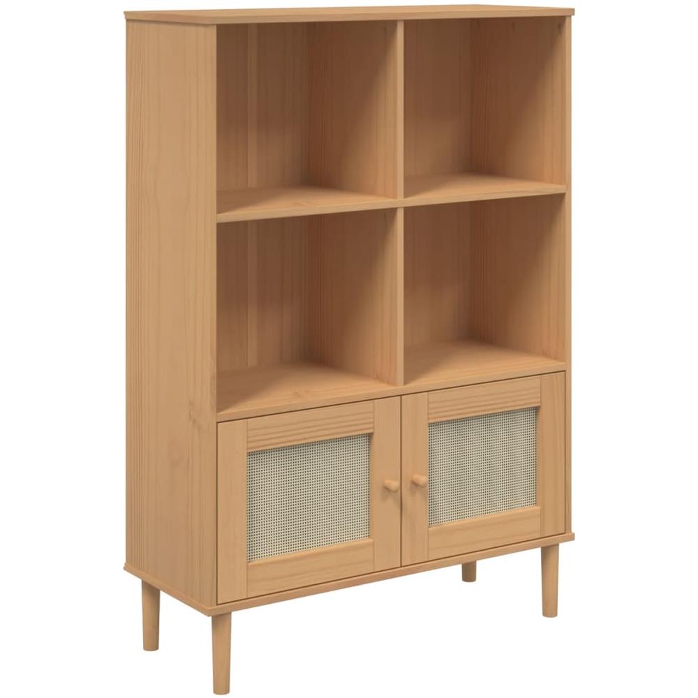 Credenza Senja Aspetto Rattan Marrone 90x35x130 Cm Legno Pino - Foto 2