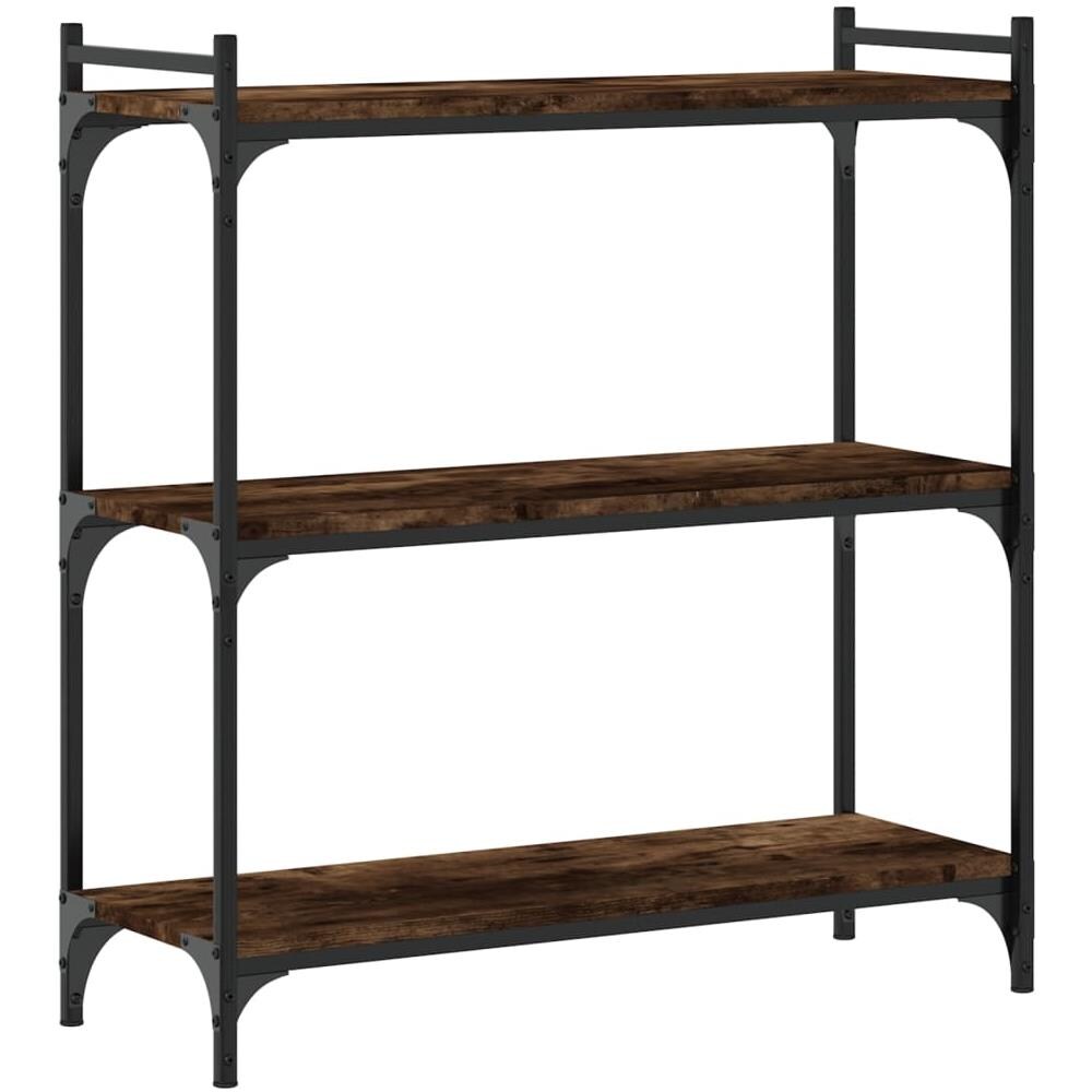 Libreria A 3 Ripiani Rovere Fumo 80x30x86 Cm Legno Multistrato - Foto 2