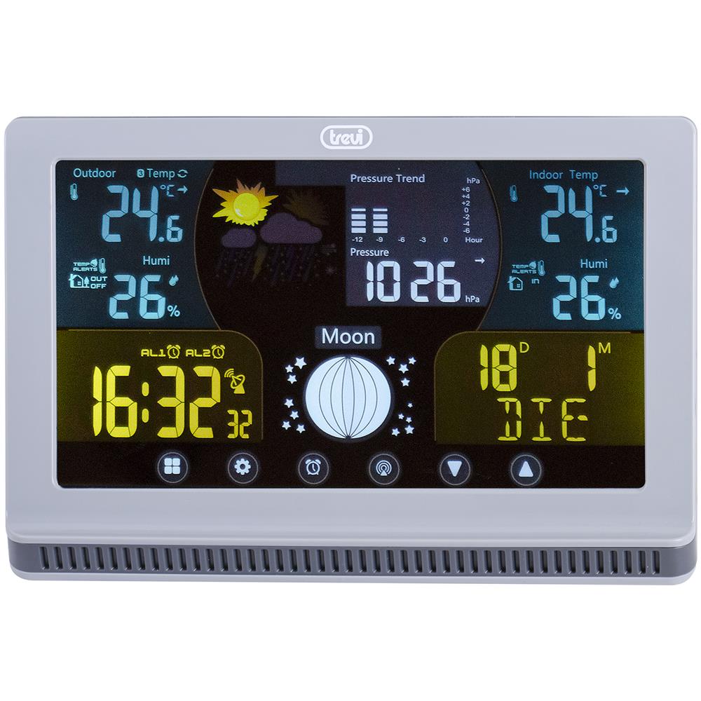 Stazione meteo con grande display a colori LCD, comandi touch, radiocontrollato 12/24, barometro hPa e termometro °C /°F - Foto 6