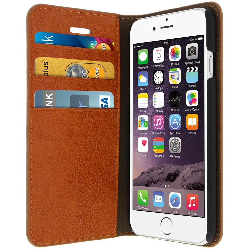 Custodia A Libro In Vera Pelle Serie First Class Apple Iphone 6 E 6s - Marrone - Foto 1