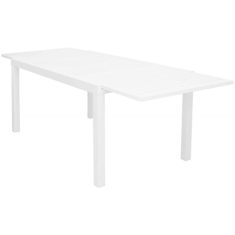 Set Tavolo Giardino Rettangolare Allungabile 160/240 X 90 Con 4 Sedie In Alluminio Bianco E Textilene Da Esterno - Foto 2