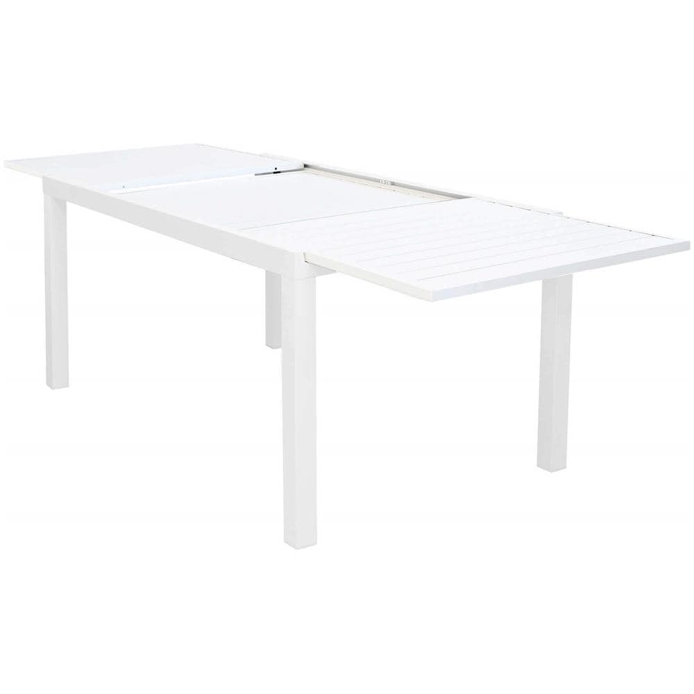 Set Tavolo Giardino Rettangolare Allungabile 160/240 X 90 Con 4 Sedie In Alluminio Bianco E Textilene Da Esterno - Foto 4
