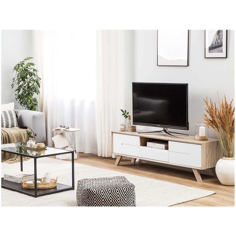 Porta Tv Laminato In Color Legno Chiaro / bianco Forester - Foto 2