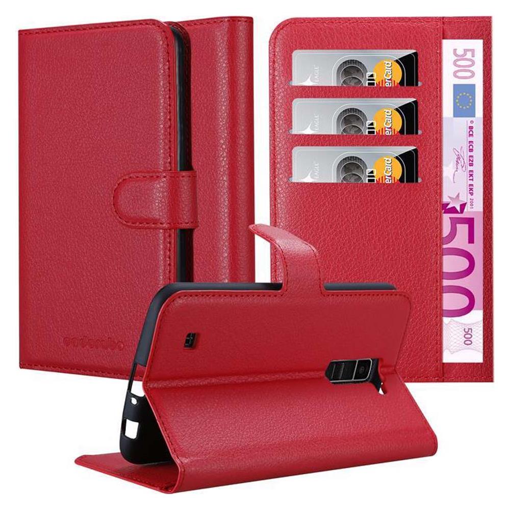 Custodia Compatibile Con Lg K10 2016 In Rosso Carminio - Coperchio Protettiva Con Chiusura Magnetica, Funzione Stand E Tasca Per Le Carte - Foto 1