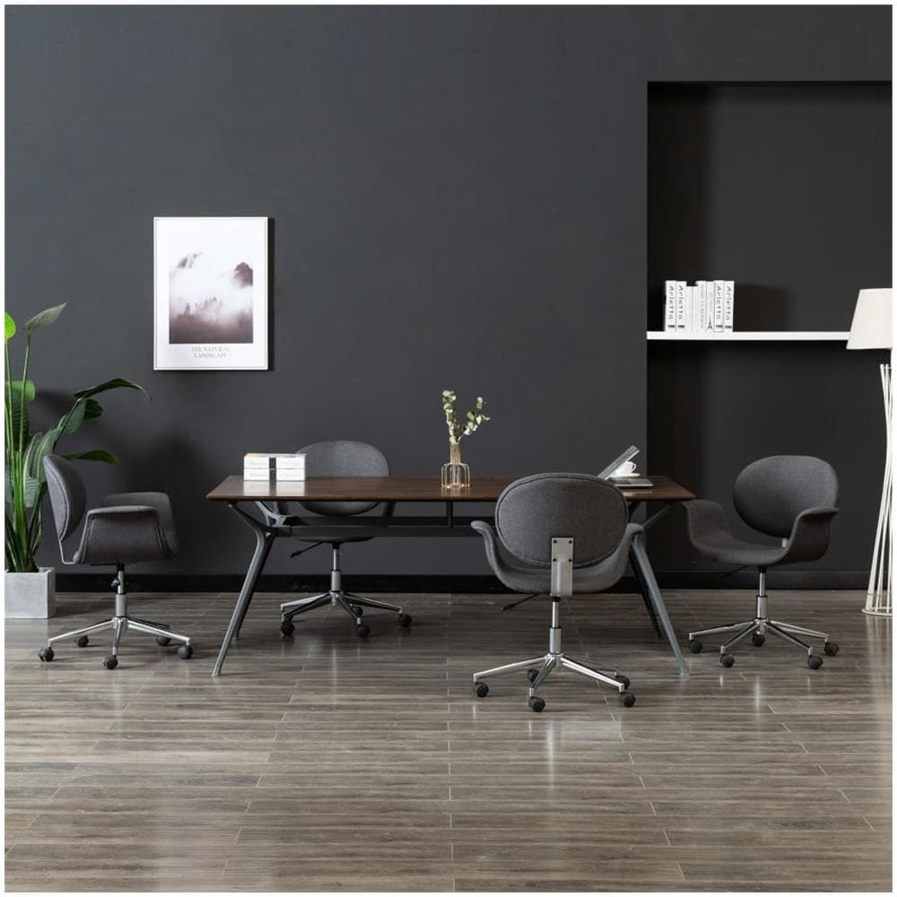 Sedie Da Pranzo Girevoli 4 Pz Grigie In Tessuto - Foto 1