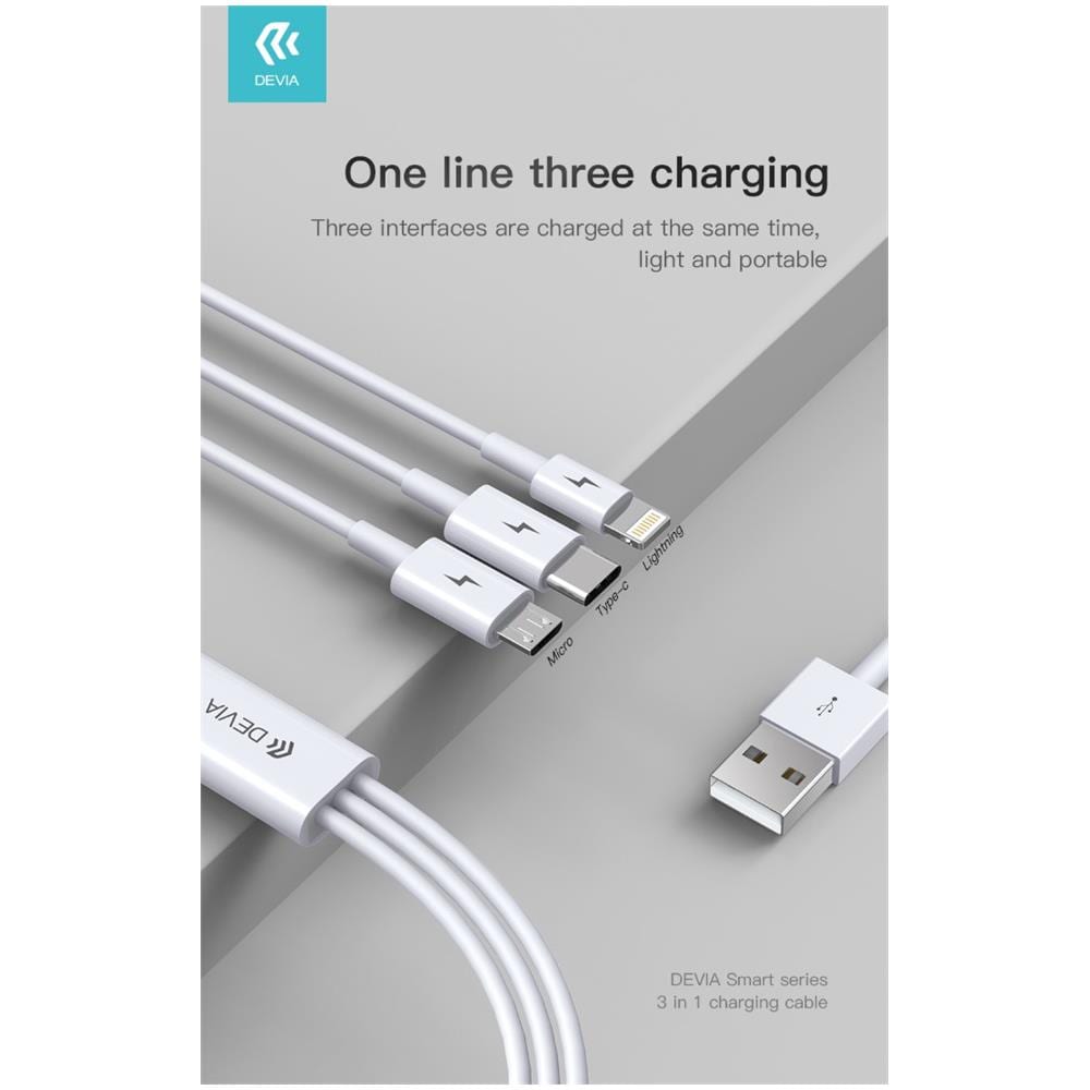 Cavo Ricarica 3in1 Da Usb A Micro - Tipo-c - Lightning 1,2m - Foto 1