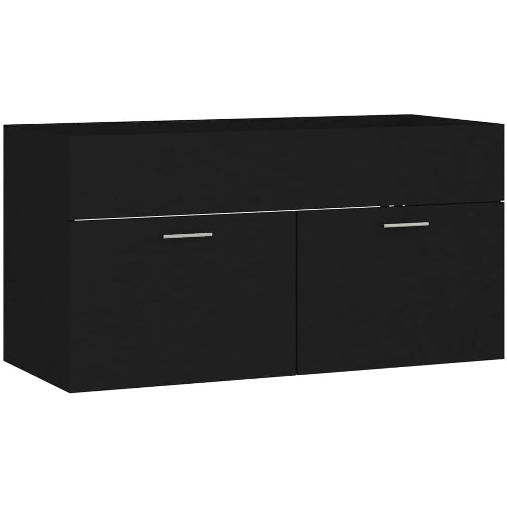 Mobile Sottolavabo Nero 90x38,5x46 cm in Legno Multistrato - Foto 1