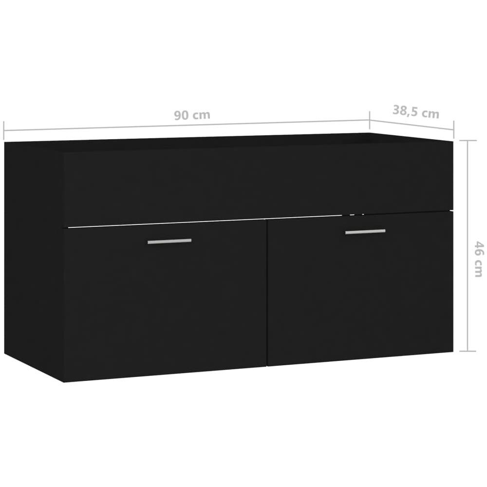 Mobile Sottolavabo Nero 90x38,5x46 cm in Legno Multistrato - Foto 3