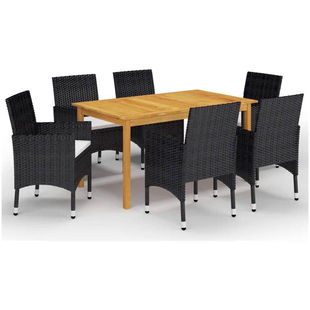 Set Mobili da Pranzo per Giardino 7 pz Nero - Foto 1