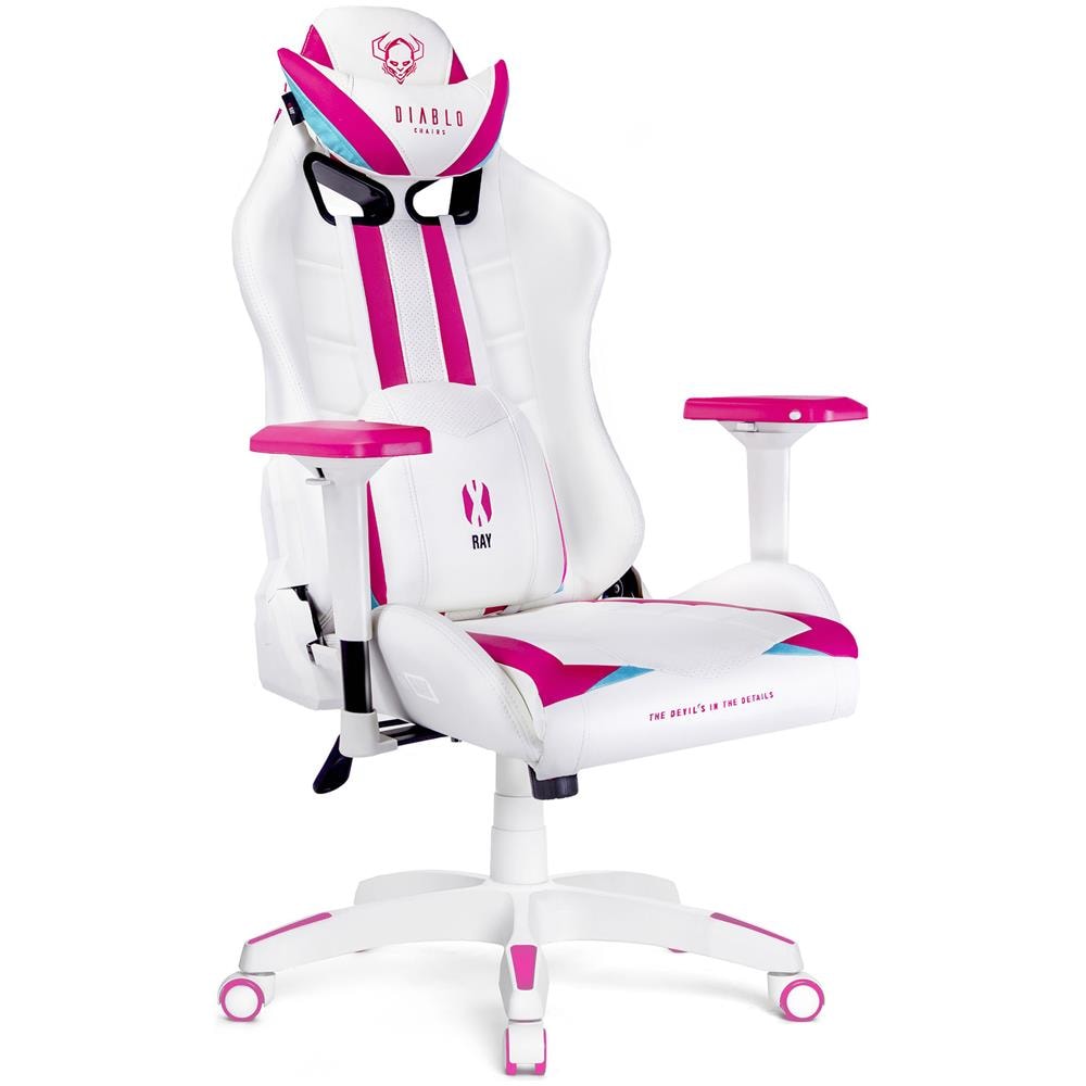 X-ray Sedia Gaming Poltrona Da Ufficio Braccioli 4d Design Ergonomico Perforazione Pelle S­intetica Funzione Di Inclinazione Rosa-bianco Normal (l)  - Foto 1