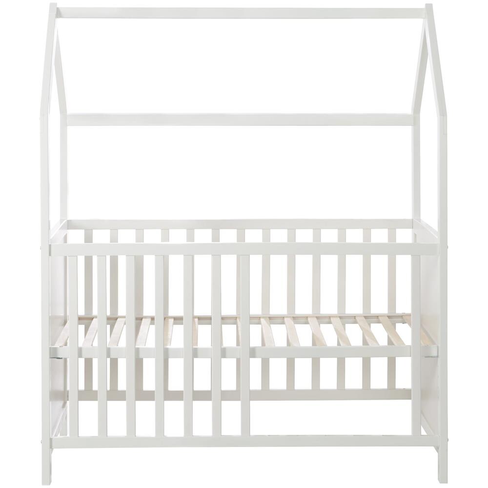 Letto A Forma Di Casa 60 X 120 Cm, Bianco, Regolazione In Altezza A 6 Pieghe, Trasformabile - Foto 2