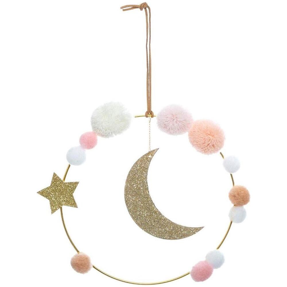 Decorazione Da Appendere Per Bebè Lune+ Pompons, 29 Cm - Foto 1