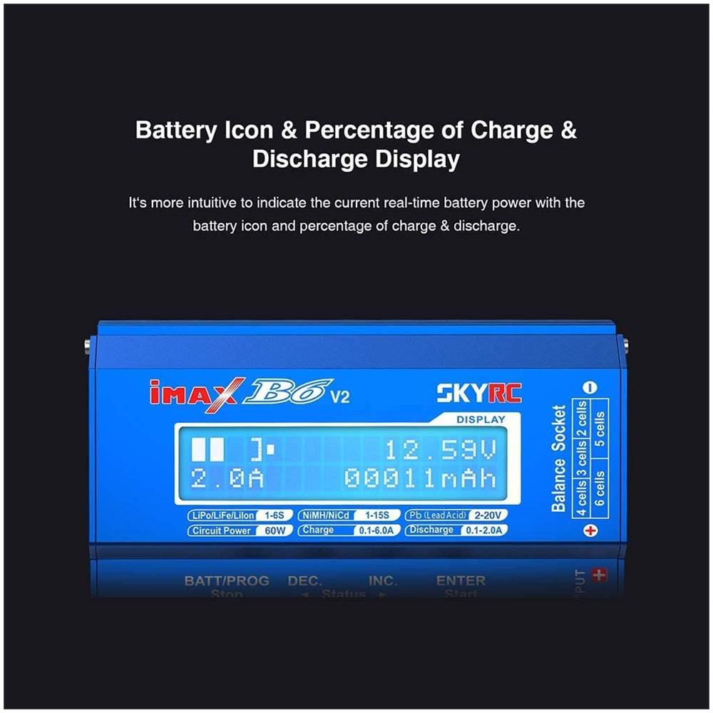 Skyrc Imax B6 V2 Caricabatterie 60 W 6 A Convertitore Dc / dc Compatibile Con Dji Mavic Inspire Batteria Intelligente Nimh / nicd / lipo / lihv / life / li-ion / pb - Foto 3
