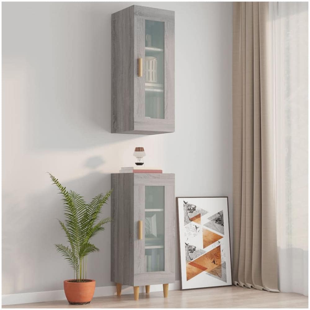 Armadietto Pensile A Parete Grigio Sonoma 34,5x34x90 Cm - Foto 1