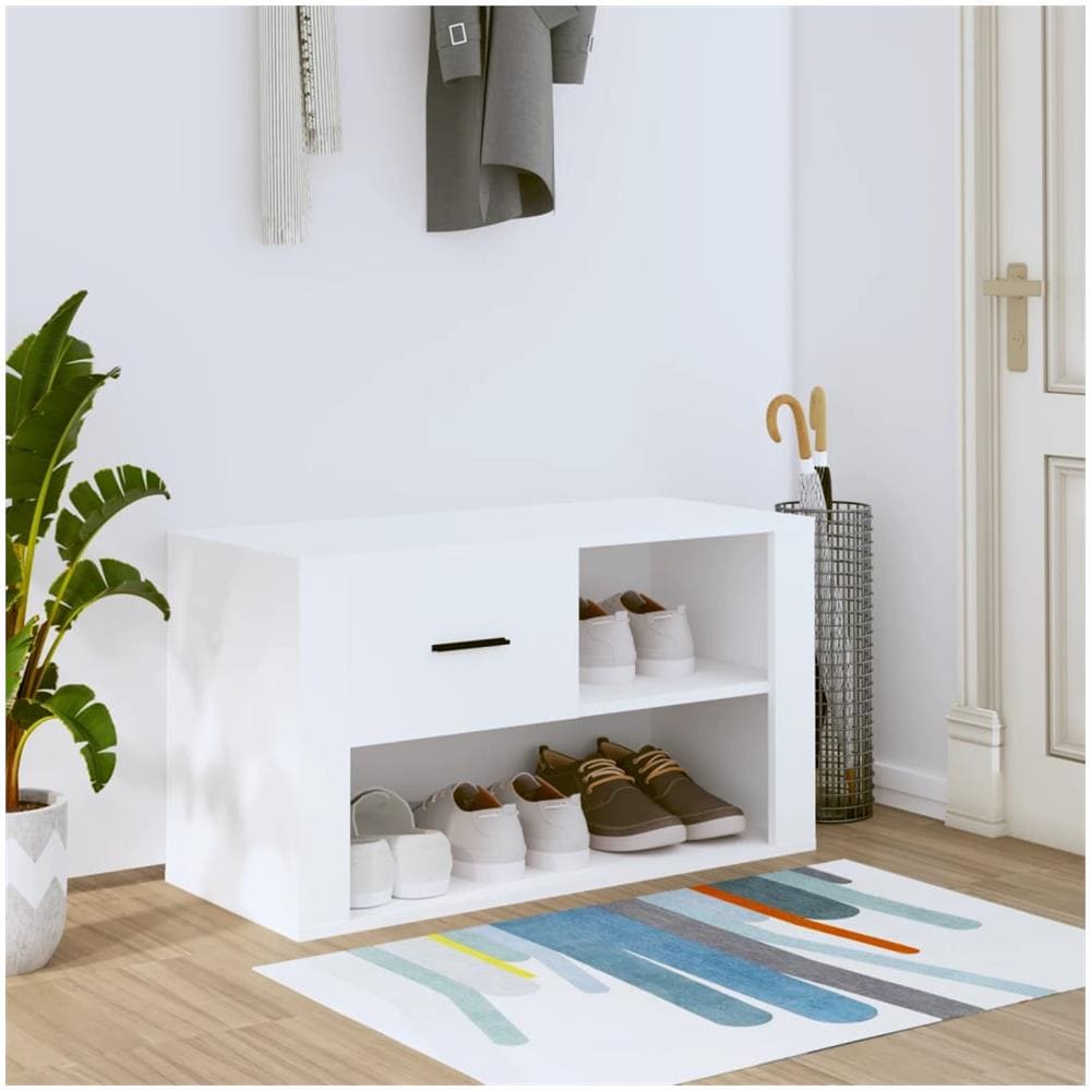 Scarpiera Bianca 80x35x45 Cm In Legno Multistrato - Foto 1